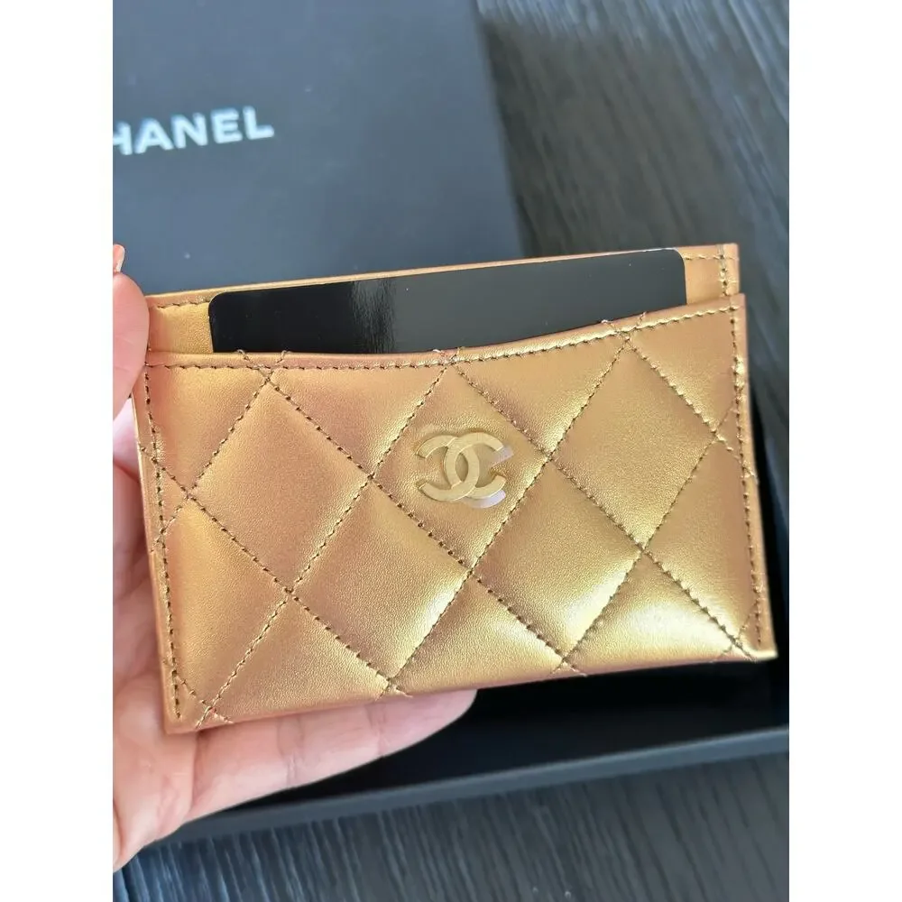 Chanel NWT gold  metalic cardholder wallet